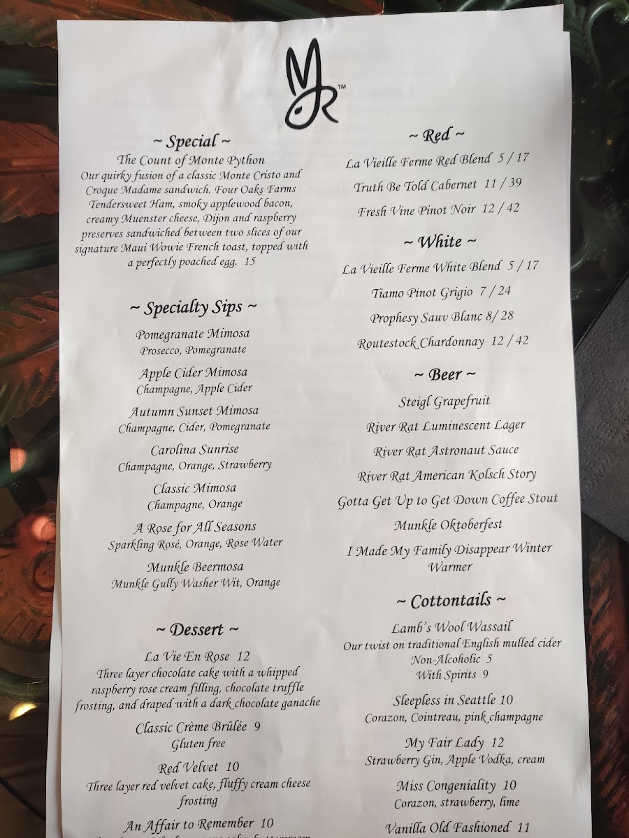 Menu Momma Rabbit's Nibbles And Sips-10