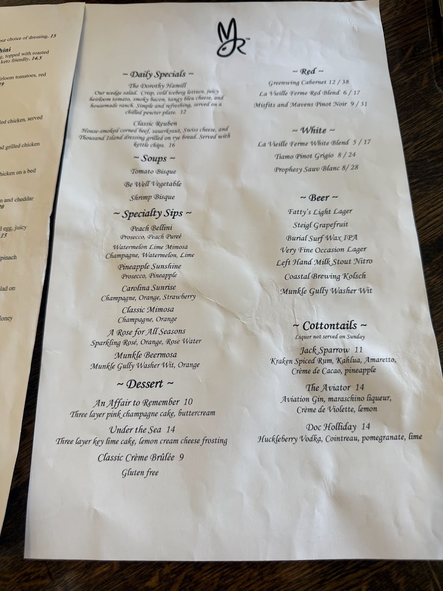 Menu Momma Rabbit's Nibbles And Sips-8